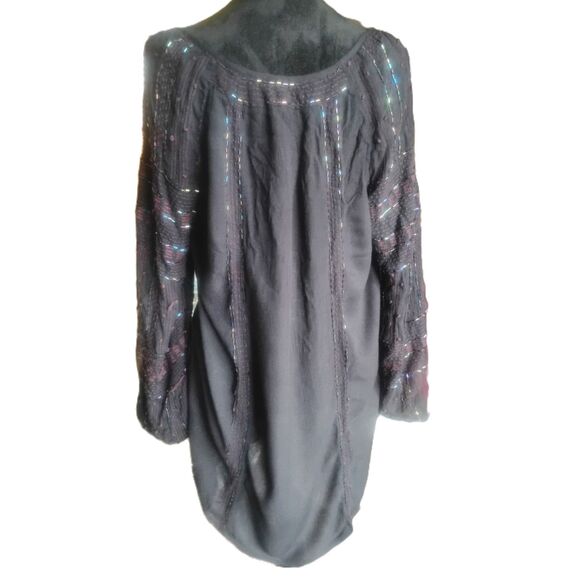 Free People Women's Size Medium Black Boho Top - Picture 2 of 7